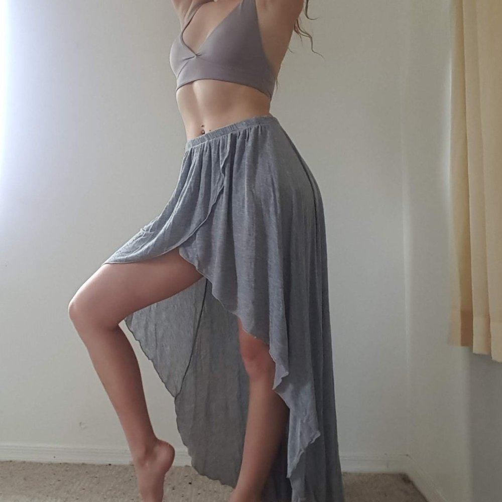 Grey High-Low Skirt Midi Maxi Gray Skirt